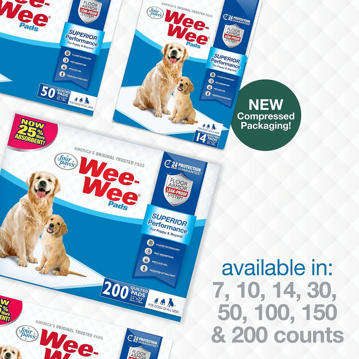 Wee-Wee Superior Performance Dog Pee Pads, 200 Count